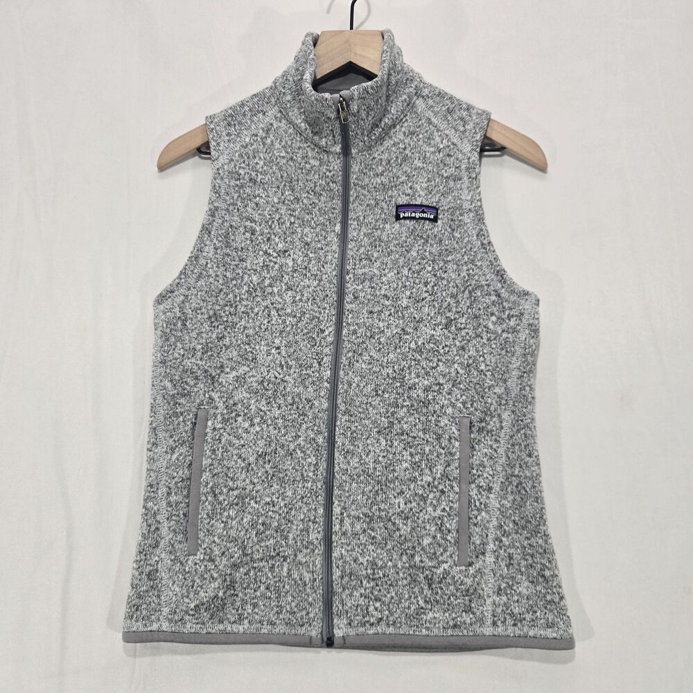 PATAGONIA Womens Better Sweater Vest XS Fleece Knit Full Zip Pockets Gray Gorp